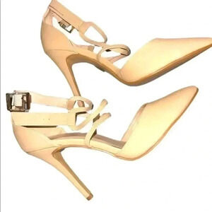 BRAND NEW- Nude Ankle Strap Pointed Toe Pumps